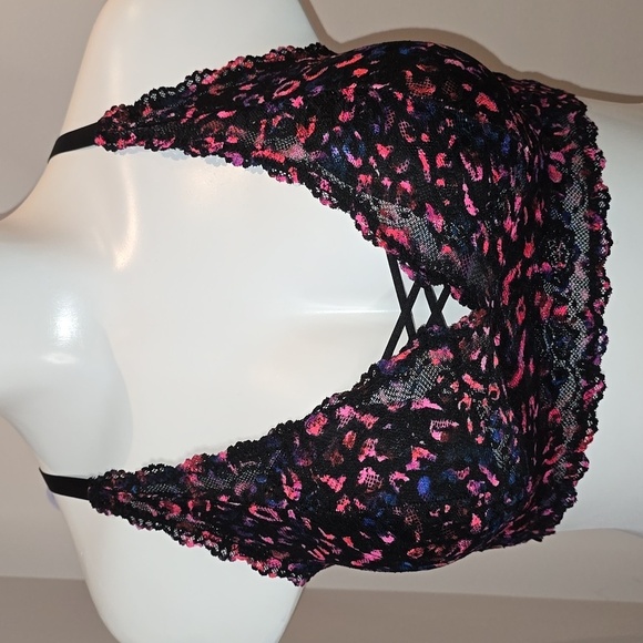 Torrid - XO Front Lace Bralette in Rainbow Leopard Rich Black​​​​ - Picture 2 of 13